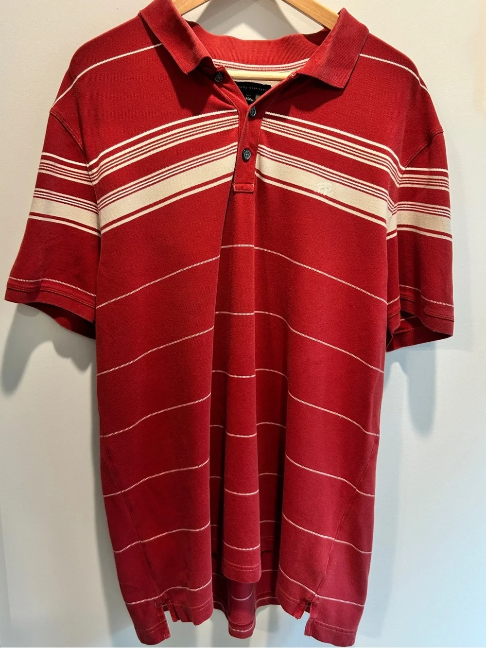 Banana Republic Men’s Tall XXL Red Striped Polo Shirt Elephant Logo